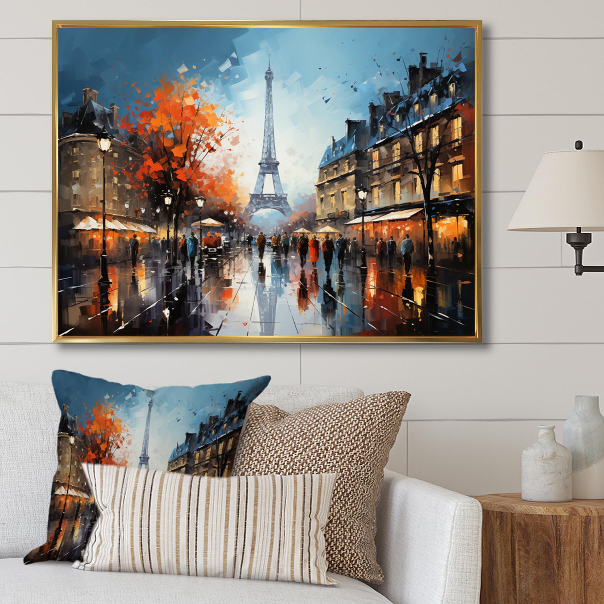 Amazon.com: Orange Traditional Gold framed wall art, City Paris